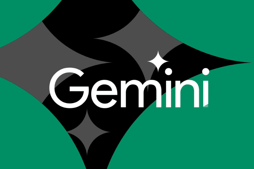 GEO · Google Gemini 品牌视觉:青色背景与 Gemini 字样